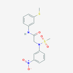 molecular formula C16H17N3O5S2 B3638661 N-(3-methylsulfanylphenyl)-2-(N-methylsulfonyl-3-nitroanilino)acetamide 