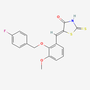 molecular formula C18H14FNO3S2 B3638702 5-{2-[(4-fluorobenzyl)oxy]-3-methoxybenzylidene}-2-thioxo-1,3-thiazolidin-4-one 