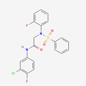 molecular formula C20H15ClF2N2O3S B3638720 N~1~-(3-chloro-4-fluorophenyl)-N~2~-(2-fluorophenyl)-N~2~-(phenylsulfonyl)glycinamide 