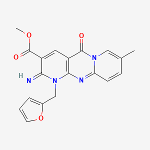 methyl 7-(furan-2-ylmethyl)-6-imino-13-methyl-2-oxo-1,7,9-triazatricyclo[8.4.0.03,8]tetradeca-3(8),4,9,11,13-pentaene-5-carboxylate