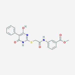 molecular formula C20H17N3O5S B3638759 methyl 3-({[(4-hydroxy-6-oxo-5-phenyl-1,6-dihydro-2-pyrimidinyl)thio]acetyl}amino)benzoate 