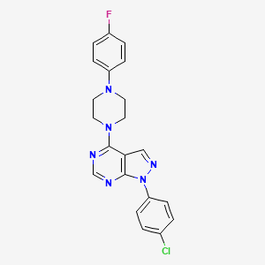 molecular formula C21H18ClFN6 B3638817 1-[1-(4-chlorophenyl)-1H-pyrazolo[3,4-d]pyrimidin-4-yl]-4-(4-fluorophenyl)piperazine 