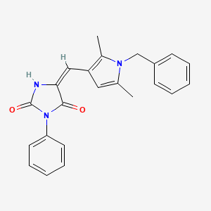 molecular formula C23H21N3O2 B3638902 (5E)-5-[(1-benzyl-2,5-dimethylpyrrol-3-yl)methylidene]-3-phenylimidazolidine-2,4-dione 