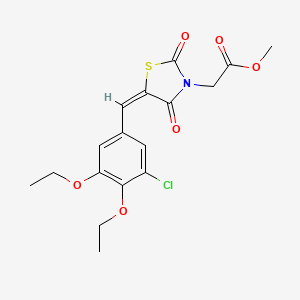 molecular formula C17H18ClNO6S B3638920 methyl 2-[(5E)-5-[(3-chloro-4,5-diethoxyphenyl)methylidene]-2,4-dioxo-1,3-thiazolidin-3-yl]acetate 