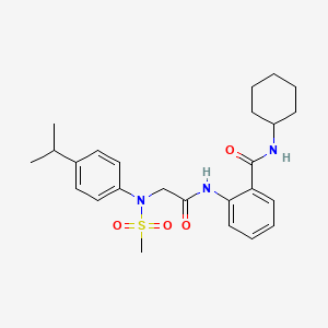 molecular formula C25H33N3O4S B3638949 N-cyclohexyl-2-({N-(methylsulfonyl)-N-[4-(propan-2-yl)phenyl]glycyl}amino)benzamide 