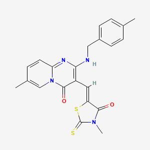 (5Z)-3-METHYL-5-[(7-METHYL-2-{[(4-METHYLPHENYL)METHYL]AMINO}-4-OXO-4H-PYRIDO[1,2-A]PYRIMIDIN-3-YL)METHYLIDENE]-2-SULFANYLIDENE-1,3-THIAZOLIDIN-4-ONE