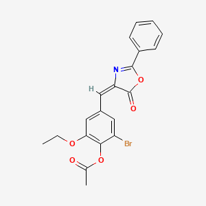 [2-bromo-6-ethoxy-4-[(E)-(5-oxo-2-phenyl-1,3-oxazol-4-ylidene)methyl]phenyl] acetate