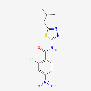 molecular formula C13H13ClN4O3S B3638996 2-chloro-N-[5-(2-methylpropyl)-1,3,4-thiadiazol-2-yl]-4-nitrobenzamide 