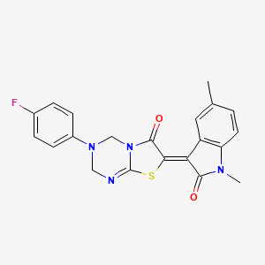 (7Z)-7-(1,5-dimethyl-2-oxoindol-3-ylidene)-3-(4-fluorophenyl)-2,4-dihydro-[1,3]thiazolo[3,2-a][1,3,5]triazin-6-one