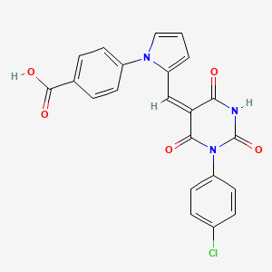 molecular formula C22H14ClN3O5 B3639166 4-[2-[(E)-[1-(4-chlorophenyl)-2,4,6-trioxo-1,3-diazinan-5-ylidene]methyl]pyrrol-1-yl]benzoic acid 