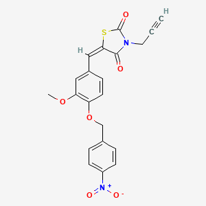 molecular formula C21H16N2O6S B3639201 (5E)-5-{3-methoxy-4-[(4-nitrobenzyl)oxy]benzylidene}-3-(prop-2-yn-1-yl)-1,3-thiazolidine-2,4-dione 