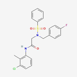 molecular formula C22H20ClFN2O3S B3639266 N-(3-chloro-2-methylphenyl)-N~2~-(4-fluorobenzyl)-N~2~-(phenylsulfonyl)glycinamide 