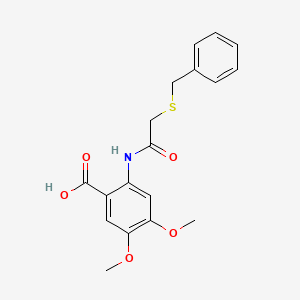 molecular formula C18H19NO5S B3639274 2-{[(Benzylsulfanyl)acetyl]amino}-4,5-dimethoxybenzoic acid 