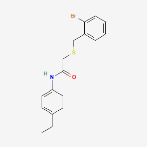 molecular formula C17H18BrNOS B3639308 2-[(2-bromophenyl)methylsulfanyl]-N-(4-ethylphenyl)acetamide 