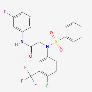 molecular formula C21H15ClF4N2O3S B3639318 N~2~-[4-chloro-3-(trifluoromethyl)phenyl]-N~1~-(3-fluorophenyl)-N~2~-(phenylsulfonyl)glycinamide 