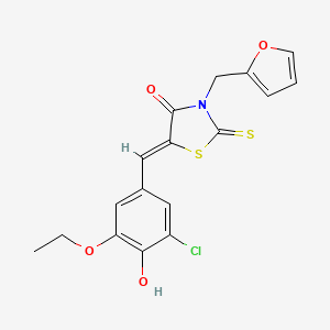 molecular formula C17H14ClNO4S2 B3639341 5-(3-chloro-5-ethoxy-4-hydroxybenzylidene)-3-(2-furylmethyl)-2-thioxo-1,3-thiazolidin-4-one 