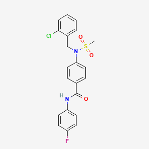 molecular formula C21H18ClFN2O3S B3639346 4-[(2-chlorobenzyl)(methylsulfonyl)amino]-N-(4-fluorophenyl)benzamide 