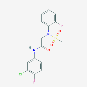 molecular formula C15H13ClF2N2O3S B3639375 N-(3-chloro-4-fluorophenyl)-2-(2-fluoro-N-methylsulfonylanilino)acetamide 