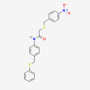 molecular formula C22H20N2O3S2 B3639443 2-[(4-nitrobenzyl)thio]-N-{4-[(phenylthio)methyl]phenyl}acetamide 