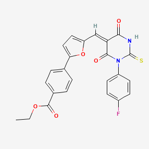 ethyl 4-(5-{[1-(4-fluorophenyl)-4,6-dioxo-2-thioxotetrahydro-5(2H)-pyrimidinylidene]methyl}-2-furyl)benzoate