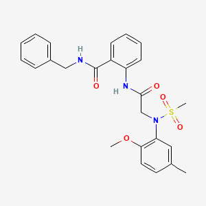 molecular formula C25H27N3O5S B3639483 N-benzyl-2-{[N-(2-methoxy-5-methylphenyl)-N-(methylsulfonyl)glycyl]amino}benzamide 