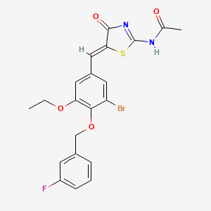 N-[(5Z)-5-[[3-bromo-5-ethoxy-4-[(3-fluorophenyl)methoxy]phenyl]methylidene]-4-oxo-1,3-thiazol-2-yl]acetamide