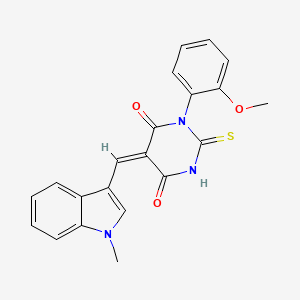 (5E)-1-(2-methoxyphenyl)-5-[(1-methylindol-3-yl)methylidene]-2-sulfanylidene-1,3-diazinane-4,6-dione