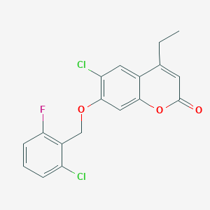 molecular formula C18H13Cl2FO3 B3639570 6-CHLORO-7-[(2-CHLORO-6-FLUOROPHENYL)METHOXY]-4-ETHYL-2H-CHROMEN-2-ONE 