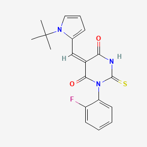 (5E)-5-[(1-tert-butylpyrrol-2-yl)methylidene]-1-(2-fluorophenyl)-2-sulfanylidene-1,3-diazinane-4,6-dione