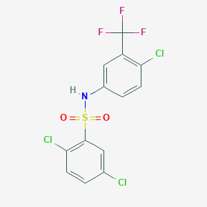 molecular formula C13H7Cl3F3NO2S B3639715 2,5-dichloro-N-[4-chloro-3-(trifluoromethyl)phenyl]benzenesulfonamide 