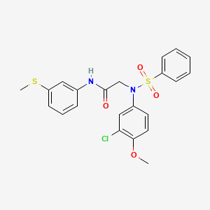 molecular formula C22H21ClN2O4S2 B3639746 N~2~-(3-chloro-4-methoxyphenyl)-N~1~-[3-(methylthio)phenyl]-N~2~-(phenylsulfonyl)glycinamide 