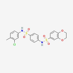 molecular formula C21H19ClN2O6S2 B3639790 N-(4-{[(3-chloro-4-methylphenyl)amino]sulfonyl}phenyl)-2,3-dihydro-1,4-benzodioxine-6-sulfonamide 