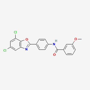 molecular formula C21H14Cl2N2O3 B3639833 N-[4-(5,7-dichloro-1,3-benzoxazol-2-yl)phenyl]-3-methoxybenzamide 