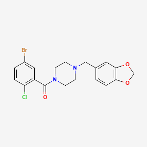 molecular formula C19H18BrClN2O3 B3639971 [4-(1,3-BENZODIOXOL-5-YLMETHYL)PIPERAZINO](5-BROMO-2-CHLOROPHENYL)METHANONE 