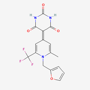 molecular formula C16H12F3N3O4 B3640008 5-{1-[(FURAN-2-YL)METHYL]-2-METHYL-6-(TRIFLUOROMETHYL)-1,4-DIHYDROPYRIDIN-4-YLIDENE}-1,3-DIAZINANE-2,4,6-TRIONE 