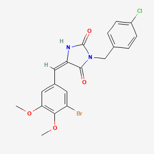 (5E)-5-[(3-bromo-4,5-dimethoxyphenyl)methylidene]-3-[(4-chlorophenyl)methyl]imidazolidine-2,4-dione