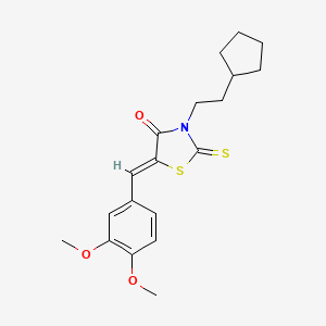 3-(2-cyclopentylethyl)-5-(3,4-dimethoxybenzylidene)-2-thioxo-1,3-thiazolidin-4-one