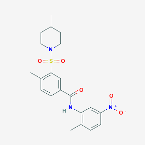 4-methyl-N-(2-methyl-5-nitrophenyl)-3-[(4-methyl-1-piperidinyl)sulfonyl]benzamide