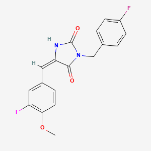 (5E)-3-(4-fluorobenzyl)-5-(3-iodo-4-methoxybenzylidene)imidazolidine-2,4-dione