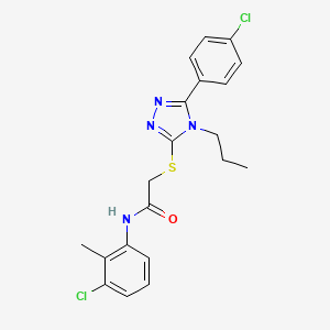 molecular formula C20H20Cl2N4OS B3640134 N-(3-chloro-2-methylphenyl)-2-[[5-(4-chlorophenyl)-4-propyl-1,2,4-triazol-3-yl]sulfanyl]acetamide 