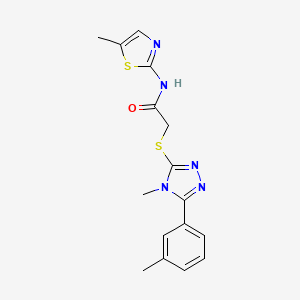 molecular formula C16H17N5OS2 B3640171 2-[[4-methyl-5-(3-methylphenyl)-1,2,4-triazol-3-yl]sulfanyl]-N-(5-methyl-1,3-thiazol-2-yl)acetamide 