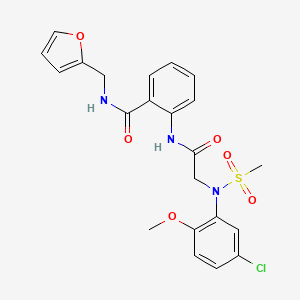 molecular formula C22H22ClN3O6S B3640201 2-{[N-(5-chloro-2-methoxyphenyl)-N-(methylsulfonyl)glycyl]amino}-N-(2-furylmethyl)benzamide 