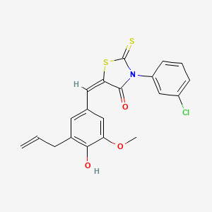 (5E)-3-(3-chlorophenyl)-5-[(4-hydroxy-3-methoxy-5-prop-2-enylphenyl)methylidene]-2-sulfanylidene-1,3-thiazolidin-4-one