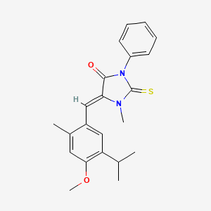 molecular formula C22H24N2O2S B3640415 5-(5-isopropyl-4-methoxy-2-methylbenzylidene)-1-methyl-3-phenyl-2-thioxo-4-imidazolidinone 