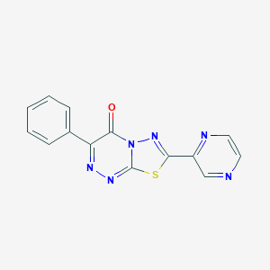 molecular formula C14H8N6OS B364042 3-phenyl-7-(2-pyrazinyl)-4H-[1,3,4]thiadiazolo[2,3-c][1,2,4]triazin-4-one CAS No. 892675-56-8