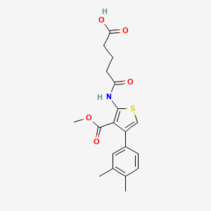 molecular formula C19H21NO5S B3640435 4-{[4-(3,4-DIMETHYLPHENYL)-3-(METHOXYCARBONYL)THIOPHEN-2-YL]CARBAMOYL}BUTANOIC ACID 