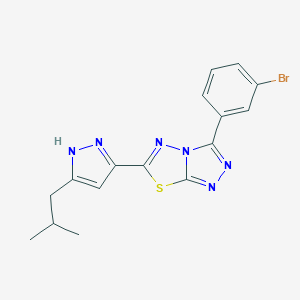 molecular formula C16H15BrN6S B364053 3-(3-bromophenyl)-6-(3-isobutyl-1H-pyrazol-5-yl)[1,2,4]triazolo[3,4-b][1,3,4]thiadiazole CAS No. 1049801-05-9