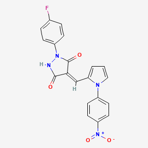 (4Z)-1-(4-fluorophenyl)-4-{[1-(4-nitrophenyl)-1H-pyrrol-2-yl]methylidene}pyrazolidine-3,5-dione