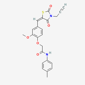 molecular formula C23H20N2O5S B3640606 2-(4-{(E)-[2,4-dioxo-3-(prop-2-yn-1-yl)-1,3-thiazolidin-5-ylidene]methyl}-2-methoxyphenoxy)-N-(4-methylphenyl)acetamide 