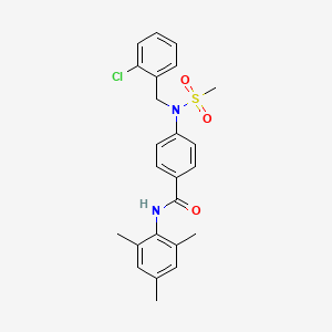 molecular formula C24H25ClN2O3S B3640648 4-[(2-chlorobenzyl)(methylsulfonyl)amino]-N-mesitylbenzamide 